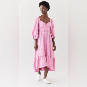 Farm Rio medium pink pineapple puff sleeve dress